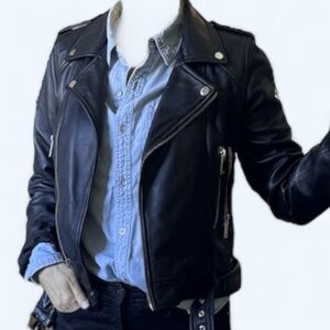 Zara Real Leather Biker Jacket – Size M